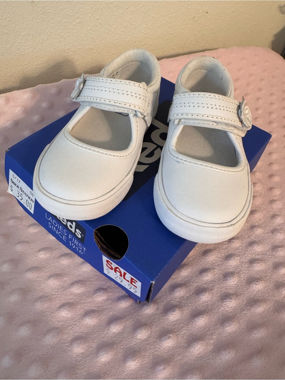 White Keds Mary Jane Sneakers - Classic Velcro Strap